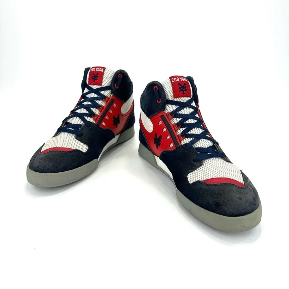 Zoo York The Capital Men High Top Sneaker Size 12 Red Blue White Suede & Leather